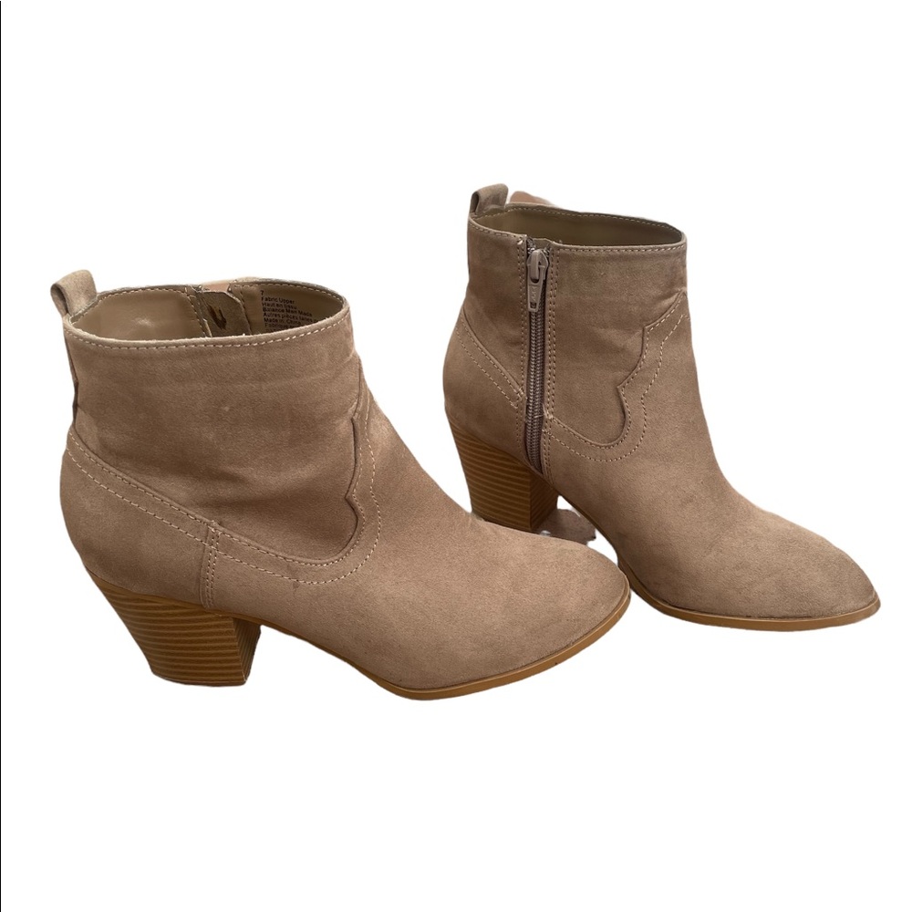 Express Tan Faux Suede Booties size 7